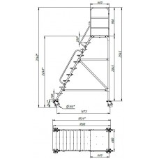 Передвижная лестница с платформой ЛР 10.1 (десять ступеней, один лестничный марш)