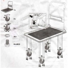 Тележка со складной ручкой ПТ-150 (450х700 мм) (PH-150) (РАСПРОДАЖА ОСТАТКОВ)